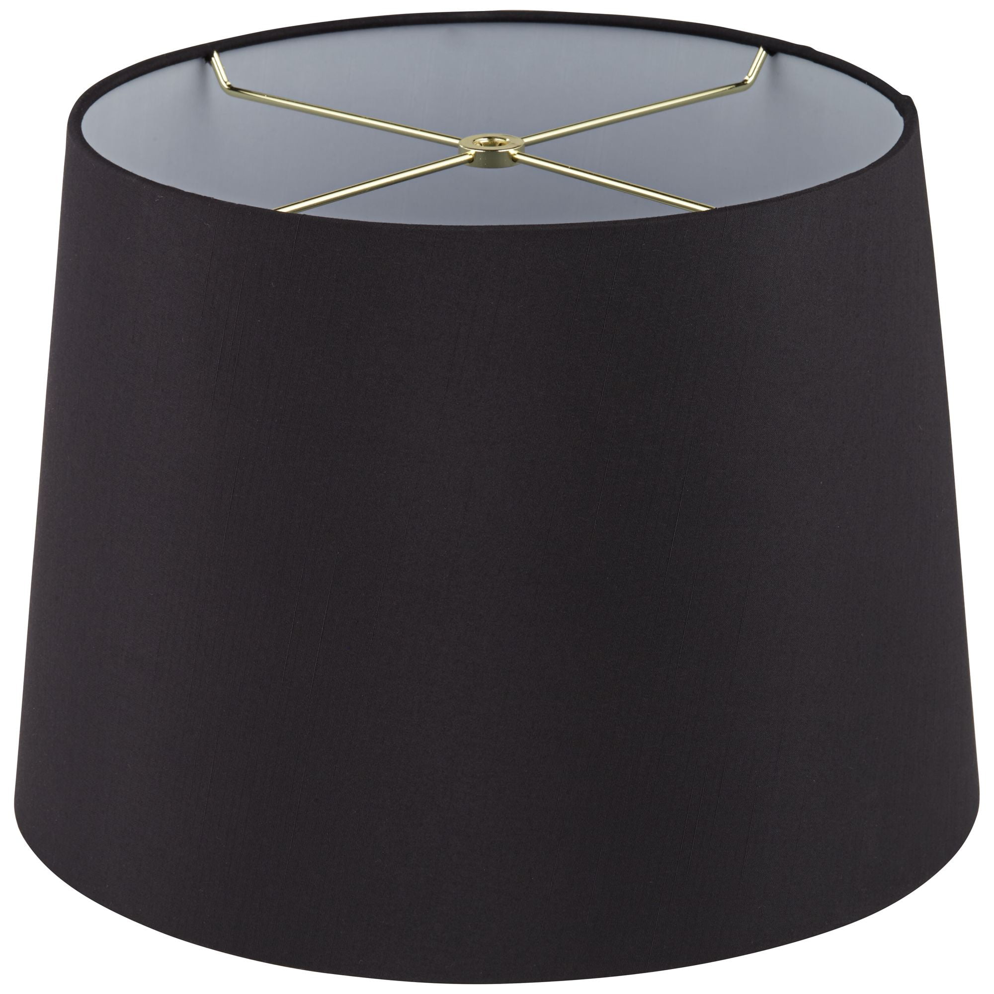 Springcrest Set of 2 Black Faux Silk Medium Drum Lamp Shades 11" Top x 13" Bottom x 9.5" Slant x 9.5" High (Spider)