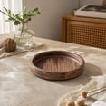 thumbnail image 4 of Round Distressed Wood Candle Tray, Rustic Farmhouse Decor for Coffee Table, Bathroom Vanity & Home Centerpieces, Candle Holder Tray Home Decor - 9.7 Inch, 4 of 7