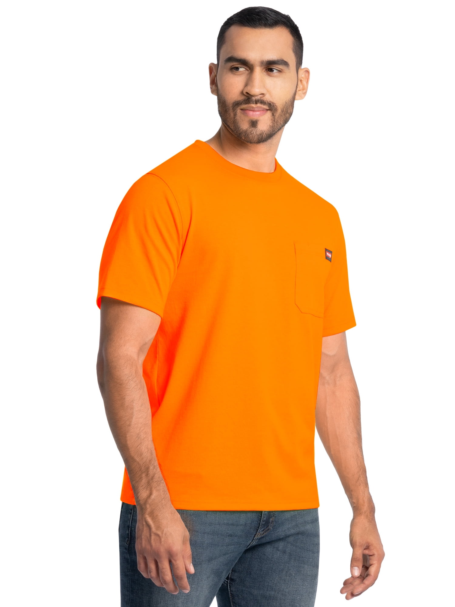 Wrangler Workwear Men's Short Sleeve Heavyweight Pocket Crew Work Shirt, size S-2XLT