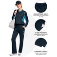 thumbnail image 4 of Women's 2Pc V Neck Tracksuit, 4 Way Stretch Breathable Reflective for Golf Running Casual Navy Light Blue XL, 4 of 8