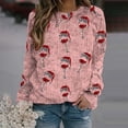 thumbnail image 2 of WEAIXIMIUNG Sweatshirts Courts Mode Automne/hiver pour Femmes Pull Extérieur Col Rond Imprimé de Noël Pull à Capuche Tricoté Grossier, 2 of 5