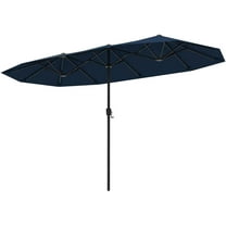 ZOPan 13 FT Large Patio Umbrella, Outdoor Double-Sided Table Market Umbrella w/Crank Handle, 12 Heavy-Duty Ribs, Sun-Protective Rectangular Twin Parasol for Garden Deck Lawn Poolside (Navy)