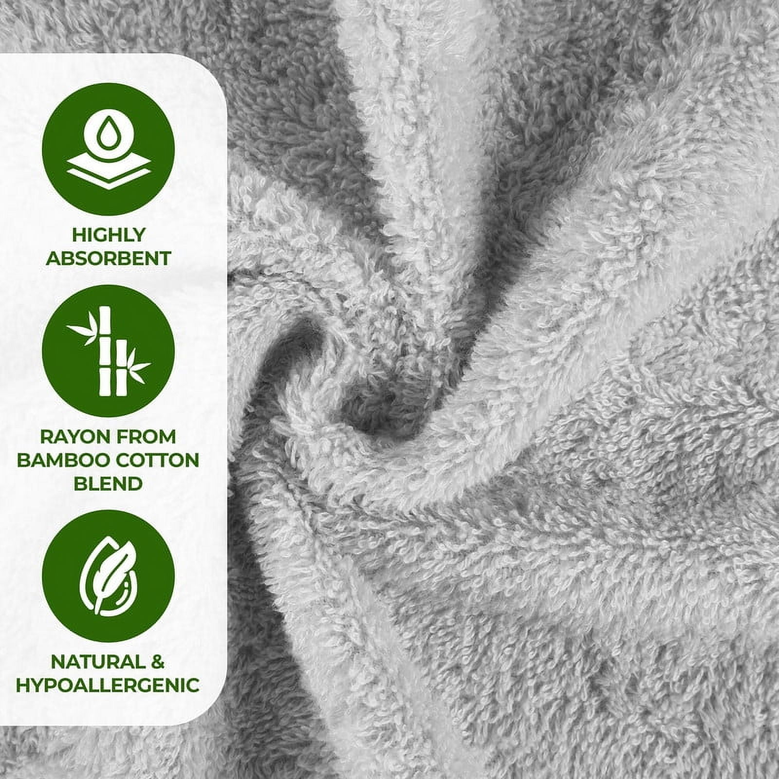 Superior Rayon from Bamboo Soft Modern 9-Piece Towel Set, Platinum