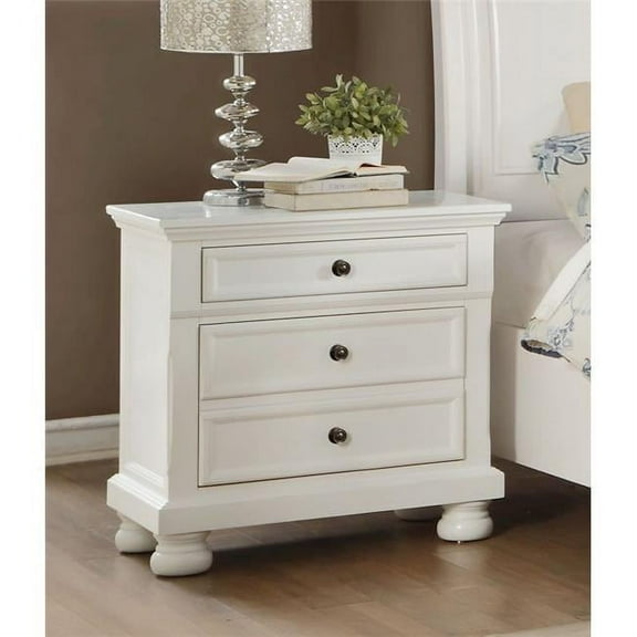 Home Elegance 1714W-4 40 x 18 x 65.25 in. Laurelin Night Stand with Hidden Drawer - Solid White