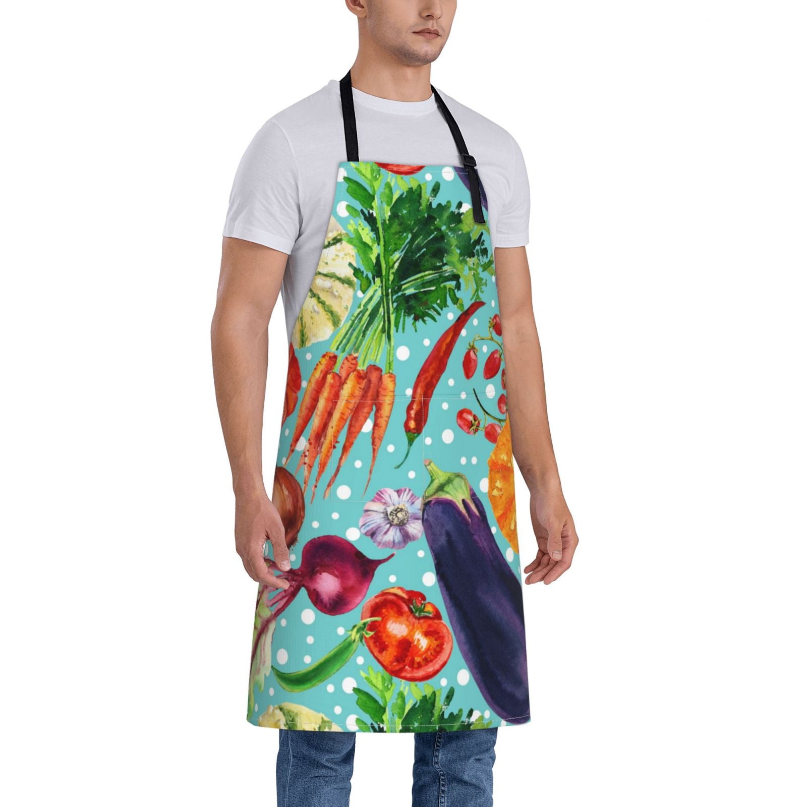 Kdxio Vegetable Apron with Pockets Adjustable Kitchen Aprons for Men Women Waterproof Aprons for Cooking,Drawing,Crafting, Baking Household Cleaning