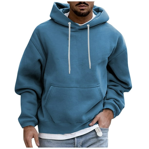 Men s Casual Oversized Hoodie with Drawstring Soft Fleece Pullover Sweatshirt Kangaroo Pocket Pink