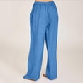 thumbnail image 4 of Women's Linen Wide Leg Pants Summer Drawstring Loose Cotton Linen Straight Leg Pant Woman Casual Solid Lightweight Breathable Comfy Beach Vacation Pant, 4 of 9