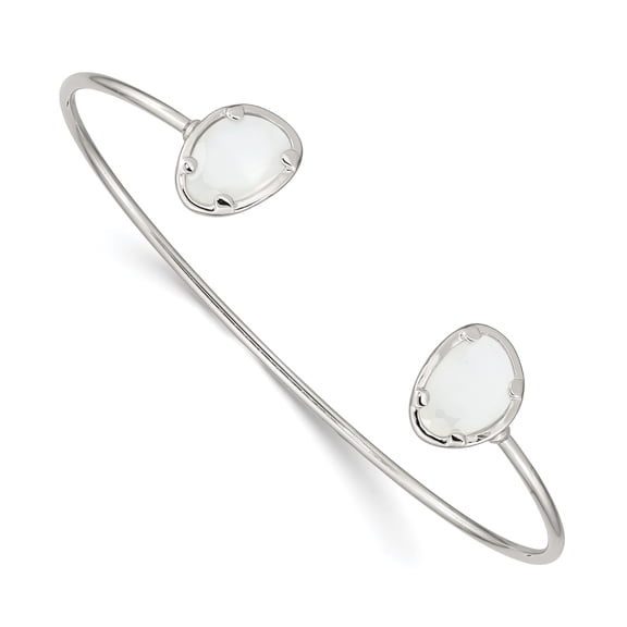 Sterling Silver White Chalcedony Bangle Bracelet