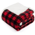 thumbnail image 1 of Sherpa Fleece Flannel Blanket Twin Size, Super Soft Warm Buffalo Plaid Plush Microfiber Blankets, Cozy Fuzzy Christmas Blanket for Couch Sofa Bed (Red, 60" x 80"), 1 of 6