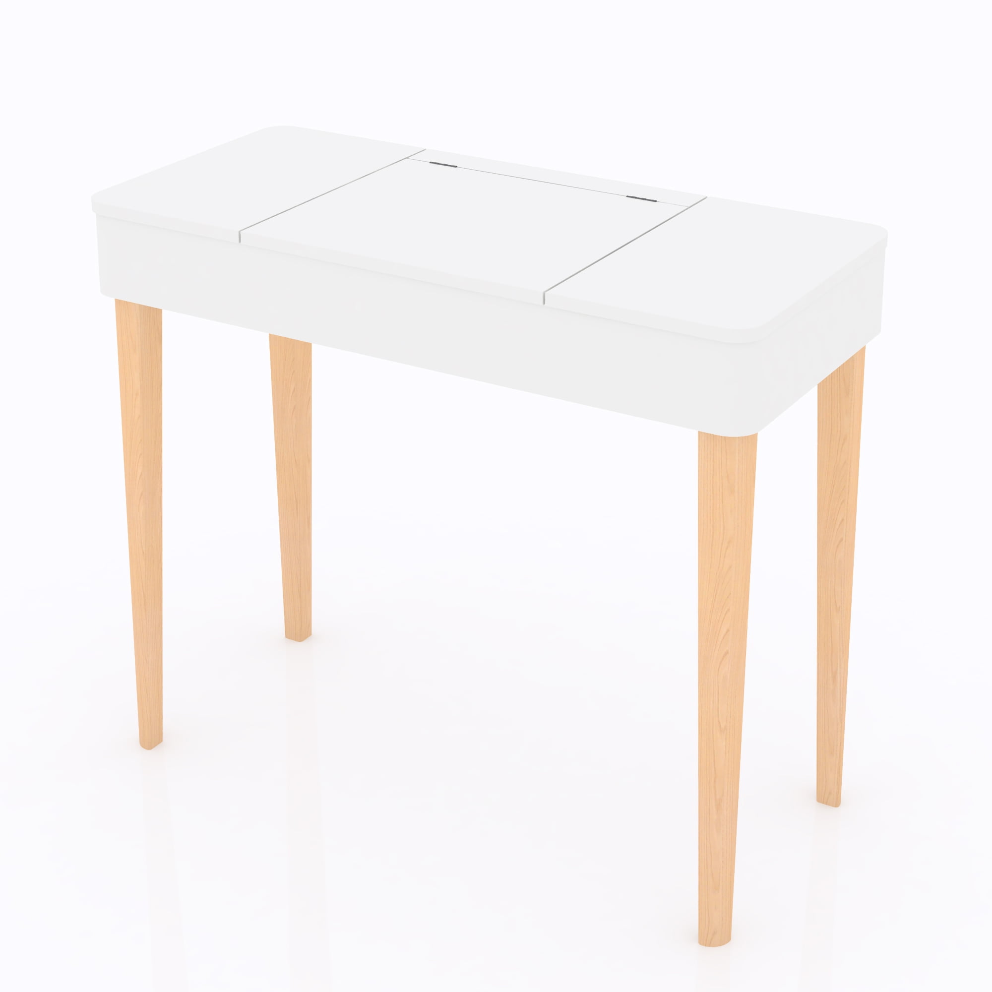 Spaco Modern Makeup Table with Flip-Up High Definition Mirror, Vanity Set with 4 Flip-up Storage Drawers, White Spaco Modern Makeup Table with Flip-Up High Definition Mirror, Vanity Set with 4 Flip-up Storage Drawers, White