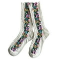 thumbnail image 5 of ievspot 1 Pair Women Vintage Style Nordic Stripe Flower Socks Girls Vintage Ethnic Floral Cotton Socks, 5 of 7
