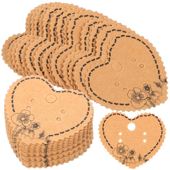 100 Pcs Heart Earring Paper Holder Necklace Cards Earrings Jewlery Vintage Display Packaging for Selling