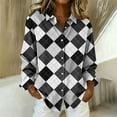 thumbnail image 2 of AKOEE Button Down Plaid Shirts for Women Regular Fit Long Sleeve Casual Lapel Collar Blouses Christmas Outfits (XL, Gray 03), 2 of 3