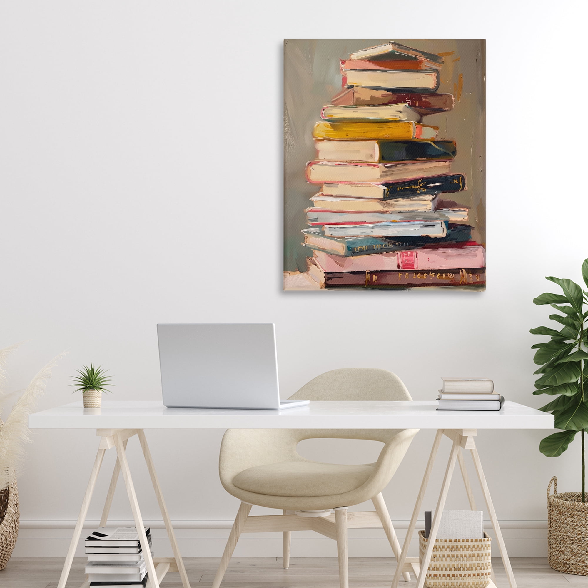 Stupell Industries Well Loved Bookstack Canvas Wall Art, design by LSR Design Studio