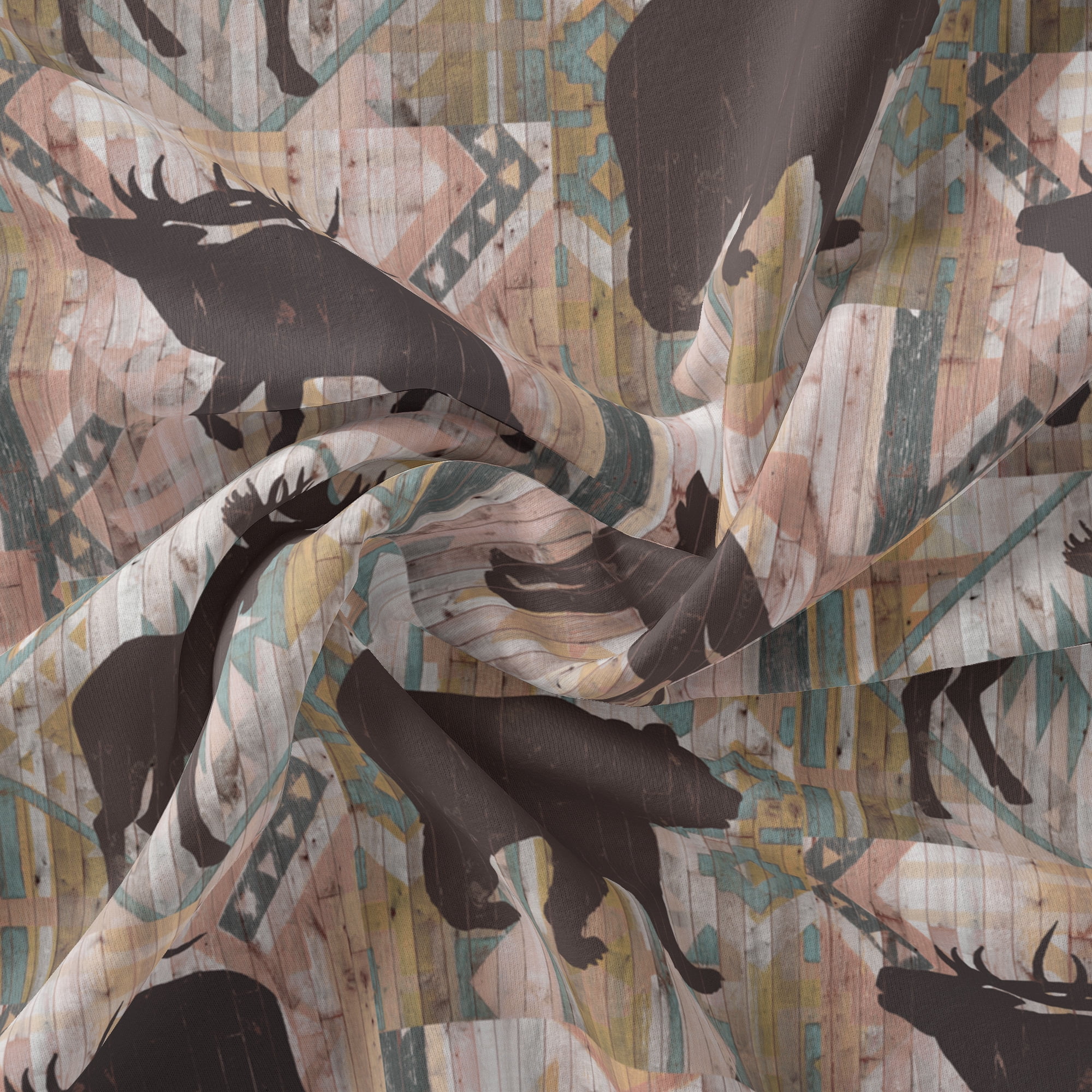 (2 pack) David Textiles Cotton Precut Moose Bear Fabric 1 yd X 44"