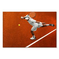 Elephant Stock Tennis Play Wall Art - Horizontal Canvas Wall Art - Living Room Wall Decor - Sports Canvas - Brown And Beige Decor - 45" x 30"