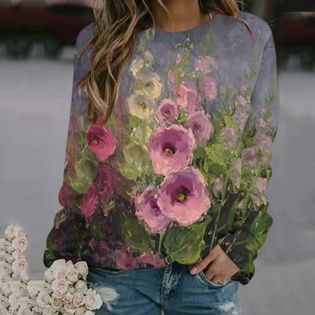 

Women s Casual Fashion Loose Tie-dye Colorful Printing Long-sleeved Tops