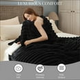 thumbnail image 2 of U by Bedsure Black Throw Blanket for Couch, Super Soft Cute Small Fleece Throws for Girls,50x60 inches, Wider Striped Design, 2 of 6