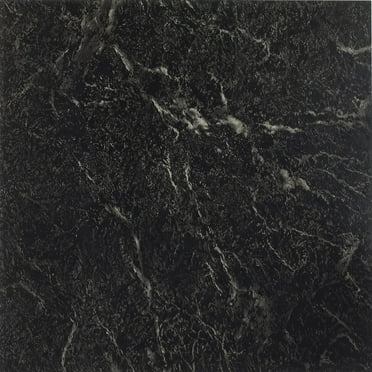 Achim Nexus Vinyl Self Stick Tile, Black, 1 Box 20 Tiles, Covers 20 Sq. ft.