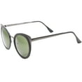 thumbnail image 3 of sunglassLA Unisex Womens Two-Toned Metal Temple Tinted Lens Cat Eye Sunglasses (Matte Black-Gunmetal / Green) - 54mm, 3 of 4