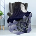 thumbnail image 4 of Northwoods Soft Flannel Fleece Blanket, Snowfall at Midnight Spruce Pine Trees Among the Hills Dark Forest, Cozy Plush for Indoor and Outdoor Use, 50" x 70", Indigo Lilac Pale Grey, by Ambesonne, 4 of 5