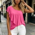 thumbnail image 6 of Karymi Going Out Tops for Women Asymmetrical One Shoulder Ruffle Solid Tank Top, Multi Thin Spaghetti Strap Sleeveless Blouse, Flounce Layered Irregular Neck Tops Womens Tops Dressy Casual, 6 of 9