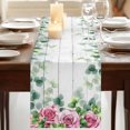 thumbnail image 3 of Table Runners 72 Inches Long Dress Scarves, Spring Pink Roses Farmhouse Kitchen/Dining Table Runner, Coffee Tablerunners, Pastoral Eucalyptus Leaves Gray Wooden 18x72 Inch, 3 of 9