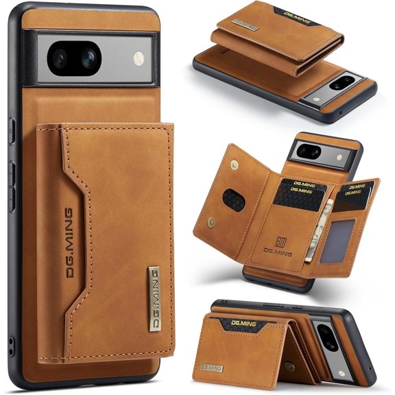for Google Pixel 7A Phone Case, Strong Magnetic Detachable Card Holder, Full Protection Business Back Cover, Shell with Soft Lining, Coin Purse with Stand Function