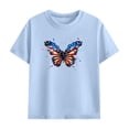 thumbnail image 4 of Amidoa Girls 2 Piece Outfits Summer Clothes Short Sleeve Cotton Floral Print T-Shirt and Casual Shorts Kids Clothing Sets Light Blue Size 11, 4 of 9