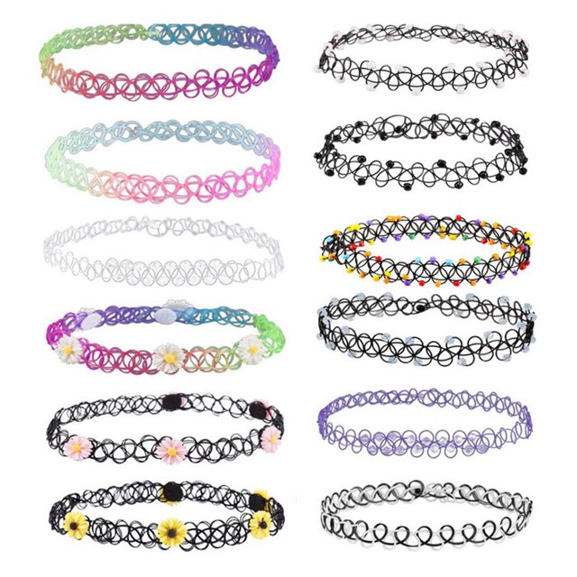 12 Collares Gargantilla Retro para Mujer Regalo Uso Diario Fiesta Ajustable