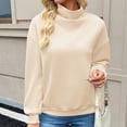 thumbnail image 5 of Sweatshirts for Women Puff Sleeve Relaxed Fit Casual Pullover with Front V Fall Versatile Comfy Tops Beige S, 5 of 7