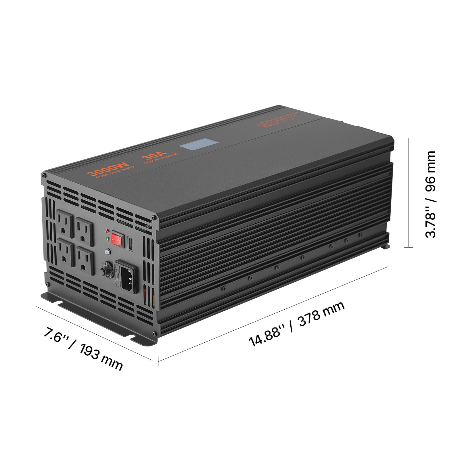 KFFKFF Battery Backup System for Sump Pumps, 3000W, Automatic Transition to Battery Power for Uninterrupted Operation, Pure Sine Wave Output, LCD Screen, Ideal for Basement Emergencies