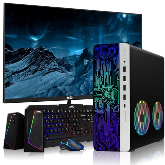 Restored HP G4 Desktop Computer PC AMD Pro A10-9700 R7,16GB RAM,1TB SSD,24 Inch Monitor,RGB Speaker,RGB Keyboard with AI-Enabled Copilot Key,Mouse,2X ARGB Fan WiFi,Windows 11 Pro