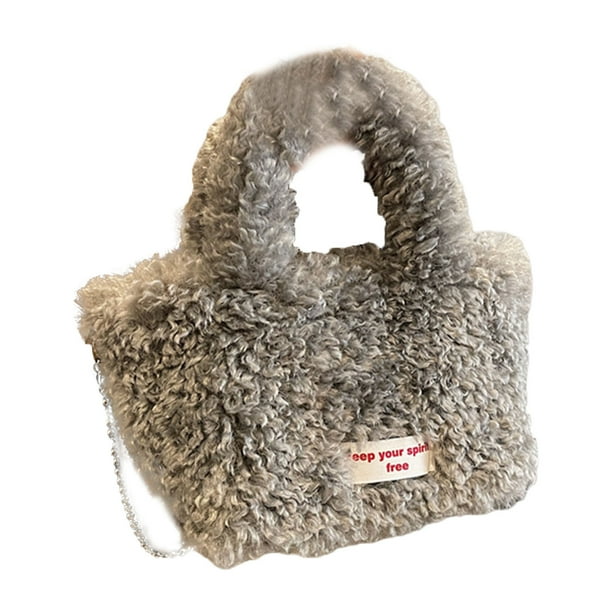 Sonducket Bolso de cordero para bolsos de mujer Bolsos de mujer Accesorio imprescindible para bolsos de mujer Bolsos de cordero y bolso Chroma Bolsas de mensajero y de hombro Gris