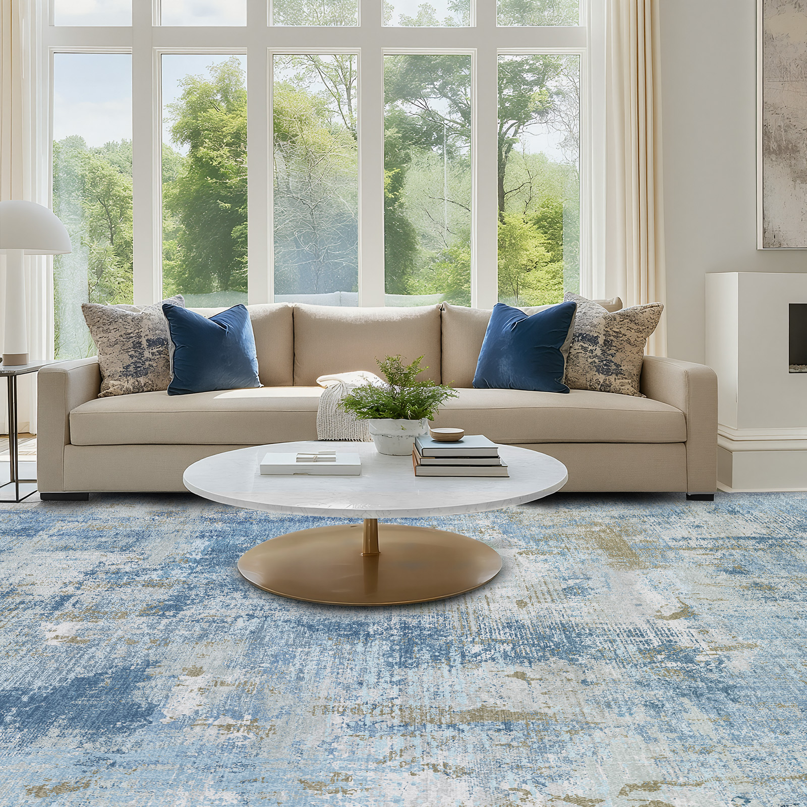 CHITOOMA 6'x9' Area Rugs for Living Room, Machine Washable Abstract Distressed Rugs Indoor Neutral Carpet Rugs for Bedroom Dining Room Office with Non-Slip Backing, Stain Resistant Non-Shed