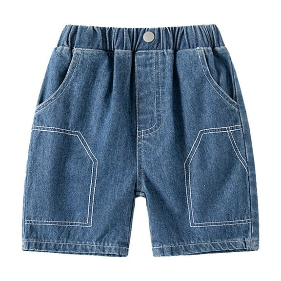FLMEI Toddler Baby Boys Denim Shorts Cotton Jeans Five Pants Kids Boys Summer Embroidery Shorts with Pocket for 2-10 Years