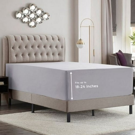 Empyrean Microfiber Fitted Sheet, Extra Deep 18"-21" Pocket, Full, Light Gray Lavender