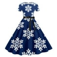 thumbnail image 1 of Qertyioot Robe Imprimée de Noël pour Femmes, Mode Hiver Manches Courtes Vintage Décontractée, 1 of 3