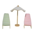 thumbnail image 1 of 3 sillas de playa y sombrilla a escala 1/12, hechas a mano, modelo en miniatura, muebles. Verde rosado, 1 of 9