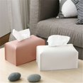 thumbnail image 3 of Juego de caja de pañuelos blanca, cuero PU, soporte de almacenamiento rectangular para baño, accesorios de baño, tocador de baño, 3 of 5