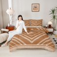 thumbnail image 4 of Homewish Chic Stripes Abstract Bedding Comforter Set, Tribal Bohemian Aztec Twin Comforter Sets, Sandy Brown Triangle Reversible Bedding Set, Super Cozy Room Decor, 2 Pieces, 4 of 8