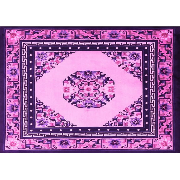 Ahgly Company Indoor Rectangle Oriental Pink Asian Inspired Area Rugs, 5' x 7'