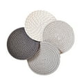 thumbnail image 2 of Round Woven Placemats Set of 4, Natural Cotton Rope Place Mats 7.1inches Boho Tablemats, Non-Slip Heat Resistant Hand Woven Chargers Plate for Dining Table, 2 of 7