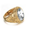 thumbnail image 2 of Anillo de acero inoxidable para hombre, joyería decorativa para fiesta, vacaciones, diamantes de imitación, decoración de ropa, regalo de Ropa, zapatos y accesorios Miscelánea Oro Blanco Talla 12 Minnieouse AP014681-05, 2 of 6