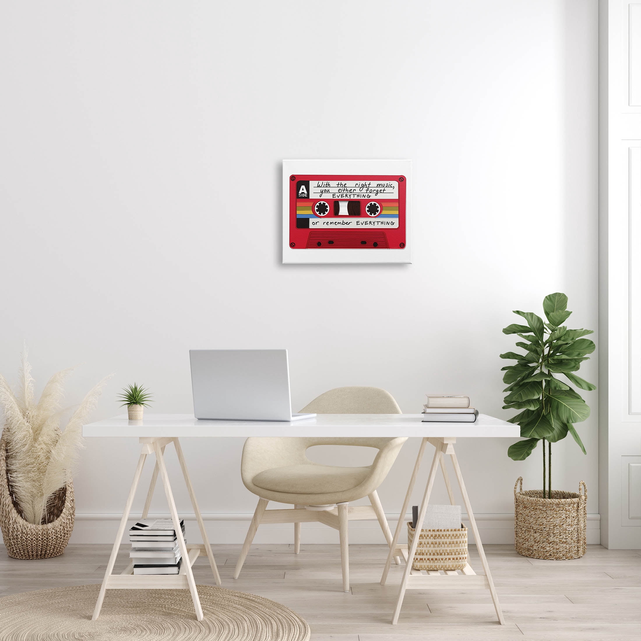 With The Right Music Vintage Cassette Inspirational Graphic Art Gallery Wrapped Canvas Print Wall Art