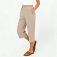 thumbnail image 3 of Capris Pants for Women Casual Summer 2026 Straight Wide Leg Loose Elastic Waist Cropped Trouser Khaki XL, 3 of 6