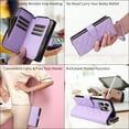 thumbnail image 7 of For Apple iPhone 16 Pro Max Wallet Case Magnetic Flip Cover 9-Card Slots Zipper Pocket With Detachable Shoulder Strap And Wrist Strap,Purple,For iPhone 16 Pro Max, 7 of 7