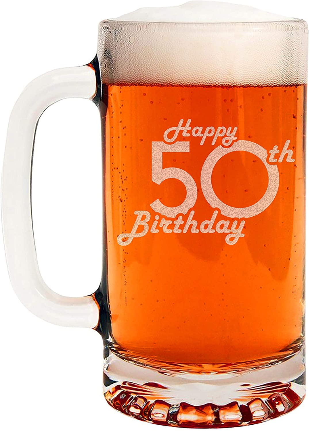 Retro Birthday Etched 16oz Beer Mug 50th Birthday Gift