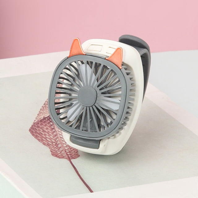 Plastic Mini Fan Grey Mini Portable Wrist Fan USB Rechargeable with Detachable Wristband 3 Speeds & LED Lights for Desktop or Handheld Use(1Pcs) Rkxzt
