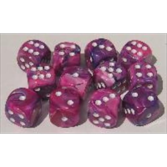 27657 16 mm Festive Violet With White Numbers D6 Dice Set Of 12